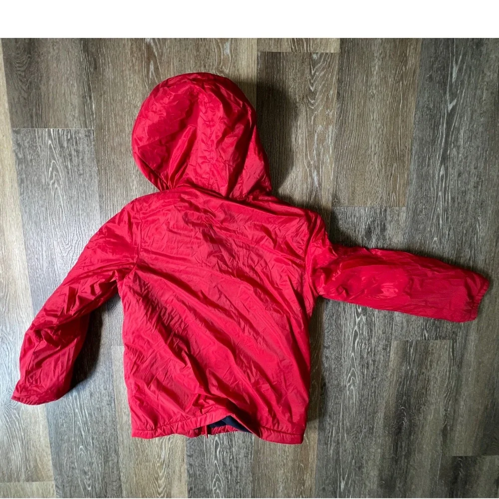 Old Navy Hooded Jacket Kids XL 14-16 Red Fleece Lined Windbreaker Full Zip